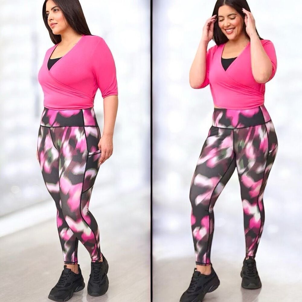 Torrid Black & Pink Full-Length Side Pocket Active Legging size 3 3XL - Picture 3 of 15